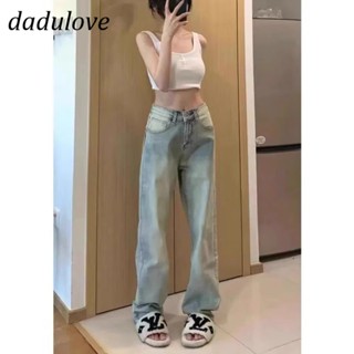 DaDulove💕 New American ins high street retro washed jeans niche high waist elastic straight pants trousers