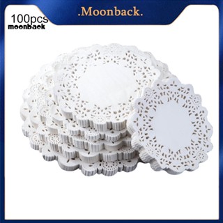 &lt;moonback&gt; 100 ชิ้น กระดาษกลม ลูกไม้ Doilies เค้ก Placemat ปาร์ตี้งานแต่งงานเบเกอรี่ตกแต่ง