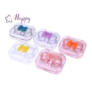 &lt;Happybay&gt; กล่องเก็บคอนแทคเลนส์ รูปโบว์น่ารัก ขนาดเล็ก สีชมพูใส ลดราคา