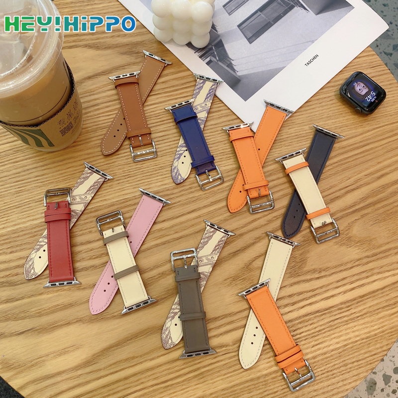 สายนาฬิกาข้อมือ หนัง PU สีตัดกัน สําหรับ iwatch ultra 49 มม. iwatch series 8 se 7 6 5 4 3 45 มม. 41 มม. 44 มม. 40 มม. 42 มม. 38 มม.