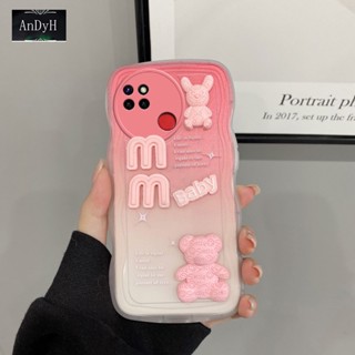 Andyh เคสโทรศัพท์ ลายตัวอักษร หมี 3D ป้องกันกล้อง สําหรับ OPPO Realme C21Y C25Y