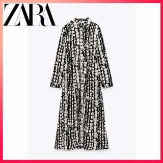 Zara ใหม่ ชุดเดรสยาว พิมพ์ลาย สําหรับผู้หญิง