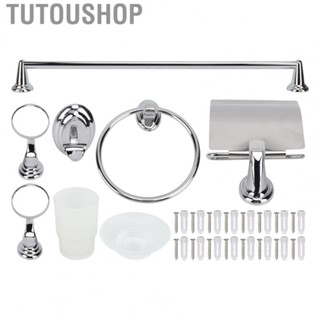 Tutoushop Bathroom Rack Set Stainless Steel Towel Rack Toilet Paper Holder Hook Kit JY