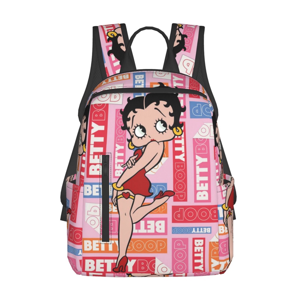 กระเป๋าเป้สะพายหลัง กระเป๋านักเรียน ผ้าแคนวาส ลาย Betty Boop น่ารัก สไตล์เกาหลี และญี่ปุ่น สําหรับนักเรียน