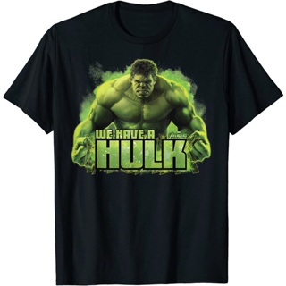 เสื้อยืดแขนสั้นผ้าฝ้ายแท้เสื้อยืดแขนสั้น พิมพ์ลายกราฟฟิค Marvel Infinity War We Have A Hulk แฟชั่นสําหรับผู้ชาย และผู้หญ