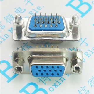 D DB15 VGA ตัวเมีย ที่นั่ง ตัวผู้ พร้อมสกรู หมุดย้ํา DP15 สามแถว 15 Pins