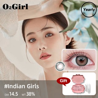 O2Girl คอนแทคเลนส์ Mini 2 ชิ้น 14.5 สีเทา มม. บิ๊กอายแว่นตาสายตาสั้นแต่งหน้าผลิตภัณฑ์ความงามเลนส์(0-8.00)