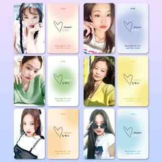 พร้อมส่ง โปสการ์ดโลโม่ ลายศิลปินเกาหลี JENNIE JISOO LISA ROSE สีดํา สีชมพู 6 ชิ้น ต่อชุด