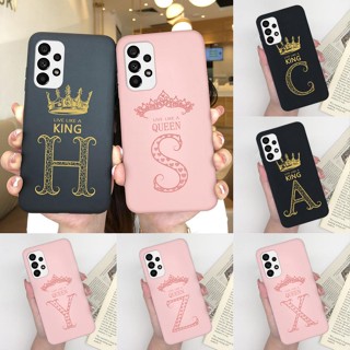 เคสโทรศัพท์มือถือ ซิลิโคนนิ่ม บางมาก ลายตัวอักษรมงกุฎ สีดํา ชมพู แฟชั่นหรูหรา สําหรับ Samsung Galaxy A33 5G A 33 5G