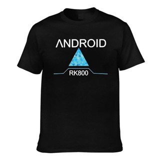 เสื้อยืดแขนสั้นคอกลมเสื้อยืด ผ้าฝ้าย พิมพ์ลายโลโก้ Detroit Become Human Android Rk800 สําหรับผู้ชายCotton 100%