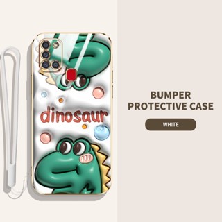 เคสโทรศัพท์มือถือ ซิลิโคนนิ่ม TPU ลายการ์ตูนกระต่าย ไดโนเสาร์ 3D พร้อมสายคล้อง สําหรับ Samsung Galaxy A21S A02S M02S F02S A03S