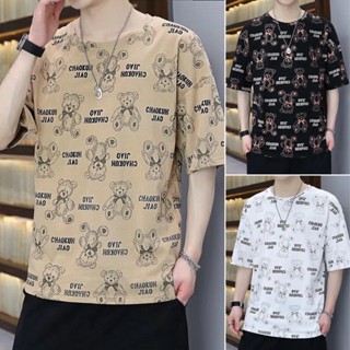 เสื้อยืดแขนสั้น แขนห้าส่วน พิมพ์ลาย แฟชั่นฤดูร้อน สําหรับผู้ชาย