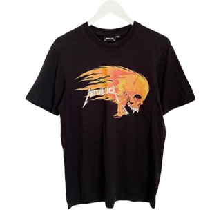 Metallica Flaming Skull Pushead 1994 Tour Retro TShirt Mens Medium เสื้อยืดคอกลม