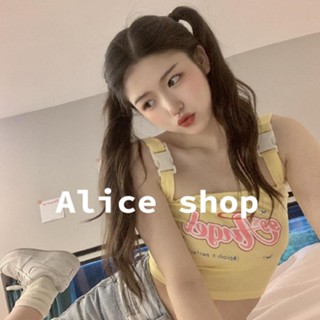 Alice  เสื้อครอป สายเดี่ยว เสื้อแขนกุด เสื้อครอปสาวอวบ เสื้อเปิดไหล่  Comfortable ทันสมัย ทันสมัย รุ่นใหม่ A20K0KS 36Z230909