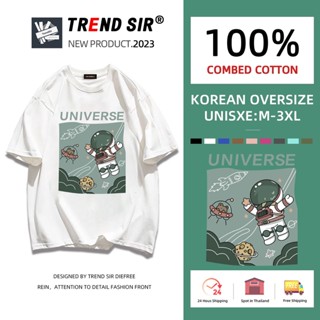 ⚡พร้อมส่ง⚡️เสื้อยืด oversize cotton 100 เสื้อยืดคอกลม ทรงหลวม เสื้อผ้าสไตล์เกาหลี มี7สี M-3XL