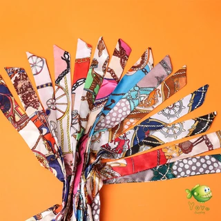 YOYO ริบบิ้นผูกกระเป๋า พิมพ์ลาย ขนาดเล็ก สําหรับผู้หญิง ขนาด 85x4 ซม. Silk scarf