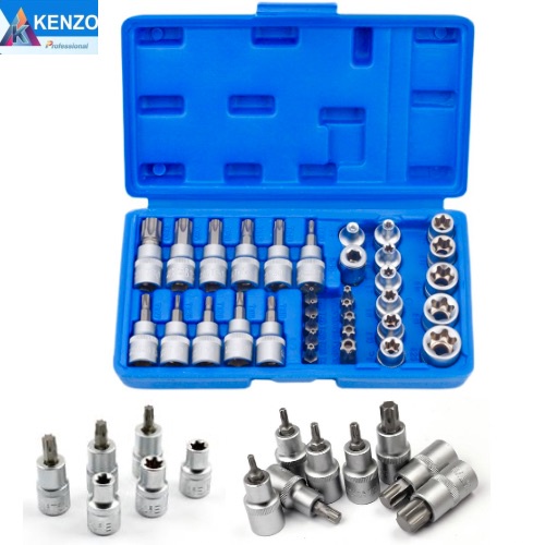 TOOLS KENZO ลูกบล็อกชุด E+T 34 ชิ้น 1/4-3/8 บล็อกเดือยโผล่ ลูกบล็อก(ส่งด่วน)S ส่งด่วน