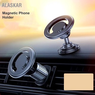 Alaskar อุปกรณ์เมาท์ขาตั้งแม่เหล็ก หมุนได้ 360 องศา สีดํา สําหรับวางโทรศัพท์มือถือ 4 ถึง 7.2 นิ้ว