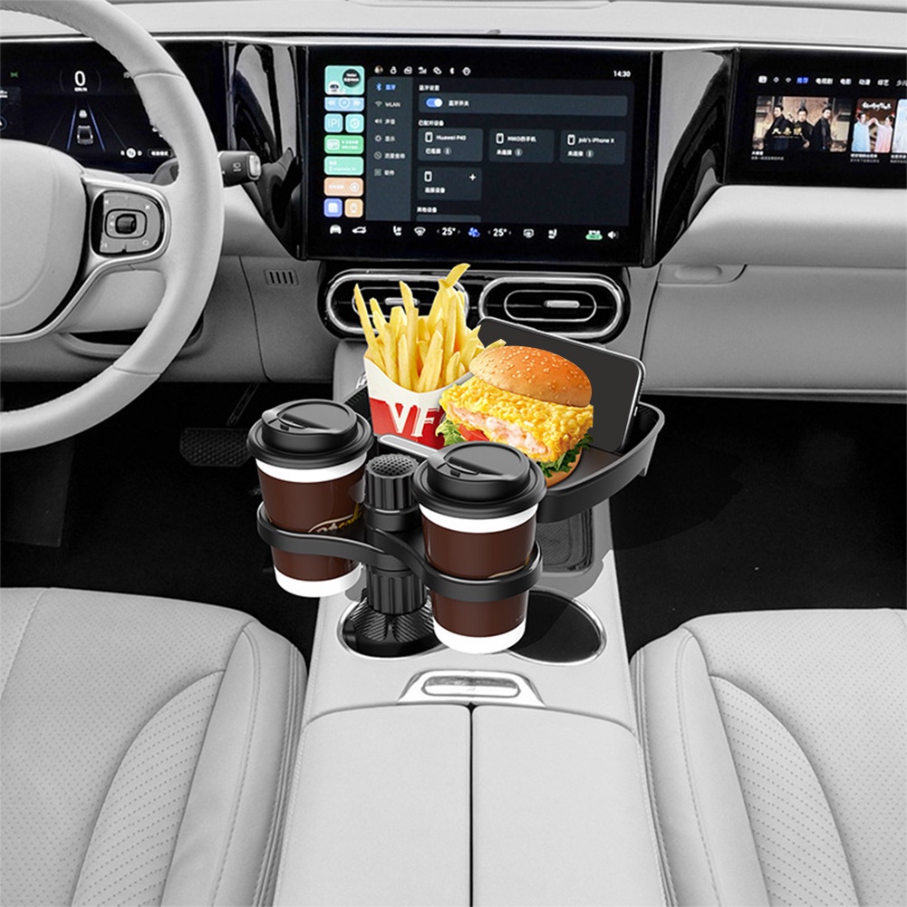 【COD】ที่ใส่แก้วในรถแบบมัลติฟังก์ชั่นพร้อมถาดติดได้ 360° หมุนปรับได้ รถ ตารางถาดรับประทานอาหารสำหรับที่วางแก้ว Expander