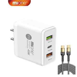 Mione อะแดปเตอร์ชาร์จเร็ว 45W Type C USB C 45W QC3.0 4 พอร์ต 20W Type C ปลั๊ก UK แบบพกพา 5V3A