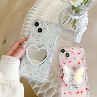 เคสโทรศัพท์มือถือแบบนิ่ม ใส ลายหัวใจ ผีเสื้อ พร้อมที่ตั้งวาง สําหรับ Huawei P60 Art P60 Pro P60 P50 Pro P50 P40 Pro P40 Lite P40 P30 Pro P30