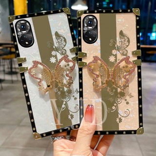 เคสโทรศัพท์มือถือ ขอบตรง กันกระแทก ลายผีเสื้อ ประดับเพชร สําหรับ Huawei Nova 10 Pro Nova 10 SE Nova 9 Pro Nova 9 SE