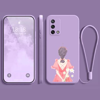 เคส Oppo A95 A74 4G เคส สาวสวย การ์ตูน ซิลิโคนเหลว เคสนิ่ม +1 สายคล้องโทรศัพท์มือถือ