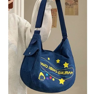 Deep Blue Star River Tote Bag 2022 New Canvas Bag Womens Large Capacity Denim Shoulder Bag Small Ball Crossbody Bag