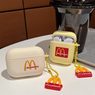 เคสหูฟังบลูทูธไร้สาย ซิลิโคนนิ่ม เนื้อแมตต์ ลาย McDonalds พร้อมจี้ห้อย สําหรับ Airpods Pro 2 3