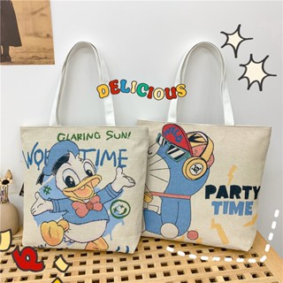 กระเป๋าการ์ตูนผ้าใบกระเป๋าผ้าลินินลำลองหญิงกระเป๋าโท้ท