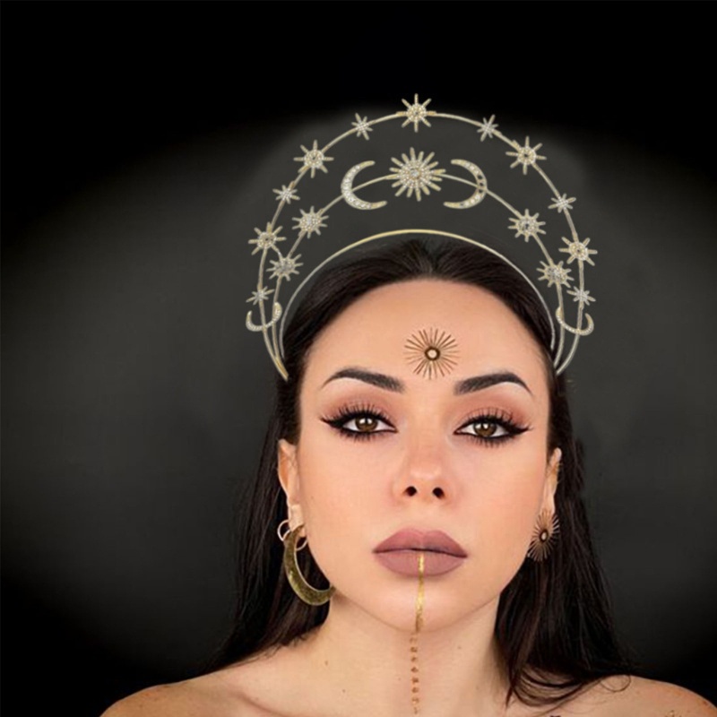 ที่คาดผม มงกุฎดาว ดวงจันทร์ หรูหรา สไตล์บาร็อค สําหรับเจ้าสาว งานแต่งงาน - รูปที่ 5