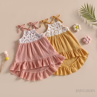 Babygarden-6 เดือน -5 ปี เด็กผู้หญิง ฤดูร้อน ลําลอง สลิง แขนกุด เปิดหลัง ลูกไม้ ผูก แต่งตัว