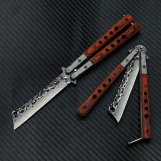 มีด มีดบาลีซอง Balisong มีดควง มีดปีกผีเสื้อ ด้ามไม้ หัวตัด