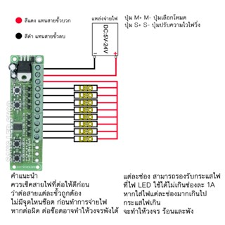 Lamp วงจรไฟ LED วิ่ง 8ช่อง 20โหมด สำหรับไฟ DC 5V-12V-24V กระแสไฟช่องละ 1A (เฉพาะวงจร)