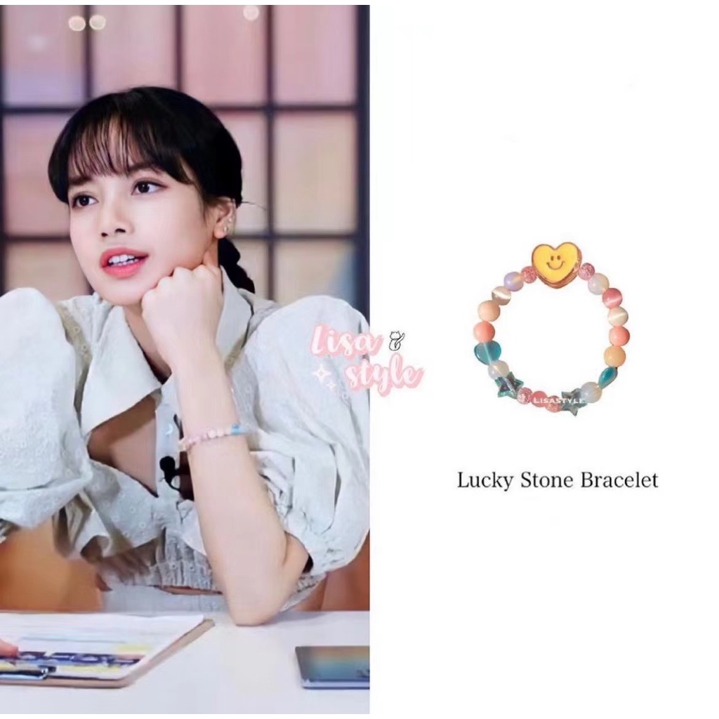 สร้อยข้อมือ ประดับลูกปัดอะคริลิค รูปหน้ายิ้ม Blackpink-Lisa น่ารัก แฮนด์เมด