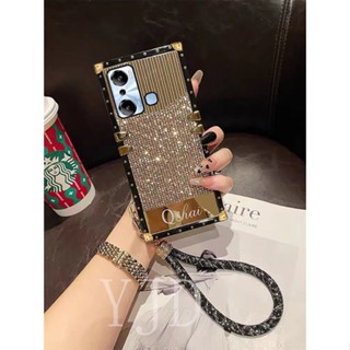 เคสโทรศัพท์มือถือ กันกระแทก ขอบตรง พร้อมเชือกคล้องมือ สําหรับ Infinix Hot 20i 20S 20 Flash