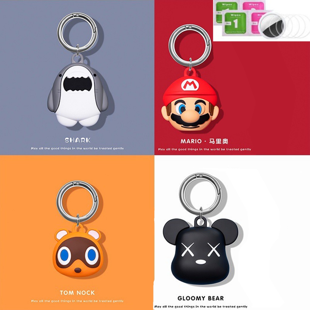 เคสซิลิโคน ลายการ์ตูนหมีคุกกี้ 3D กันรอยขีดข่วน พร้อมพวงกุญแจบลูทูธ สําหรับ AirTag Finder AirTags 2021