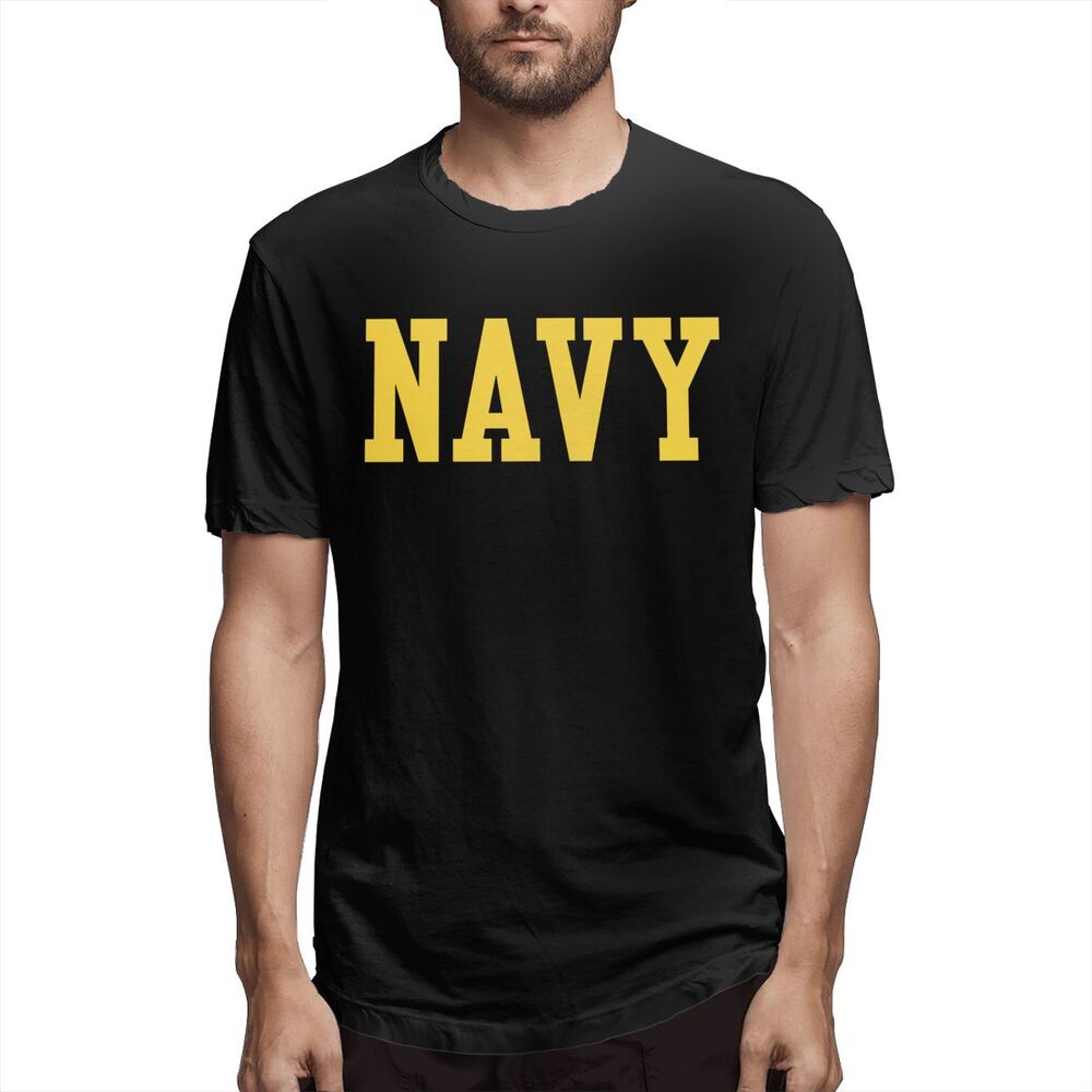 BAYUASHIHAO ผู้ชายผ้าฝ้าย 100% O-คอ gildan เสื้อยืด Navy Block Gold Military Blend Seal Us Us Navy U