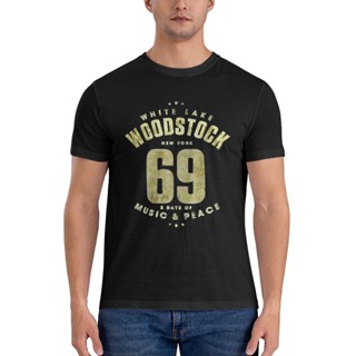 เสื้อยืด พิมพ์ลาย Woodstock 69 สีขาว แฟชั่นสําหรับผู้ชาย