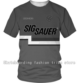 ใหม่ เสื้อยืด พิมพ์ลาย Sig Sauer 3d สีเทา แฟชั่นสําหรับผู้ชาย 2023 2023