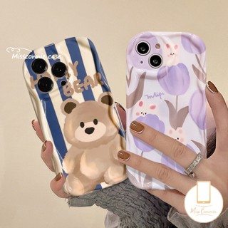 เคสโทรศัพท์มือถือ ลายดอกไม้ หมีน่ารัก 3D ขอบหยัก สําหรับ Vivo Y27 Y16 Y36 Y02T Y02 Y11 Y35 Y21 Y17 Y31 V25 V27 Y91 Y51 Y12s Y91C Y30 Y22 Y12 Y33s Y20 Y15s Y12i Y15 Y15A Y22s Y21s Y20i