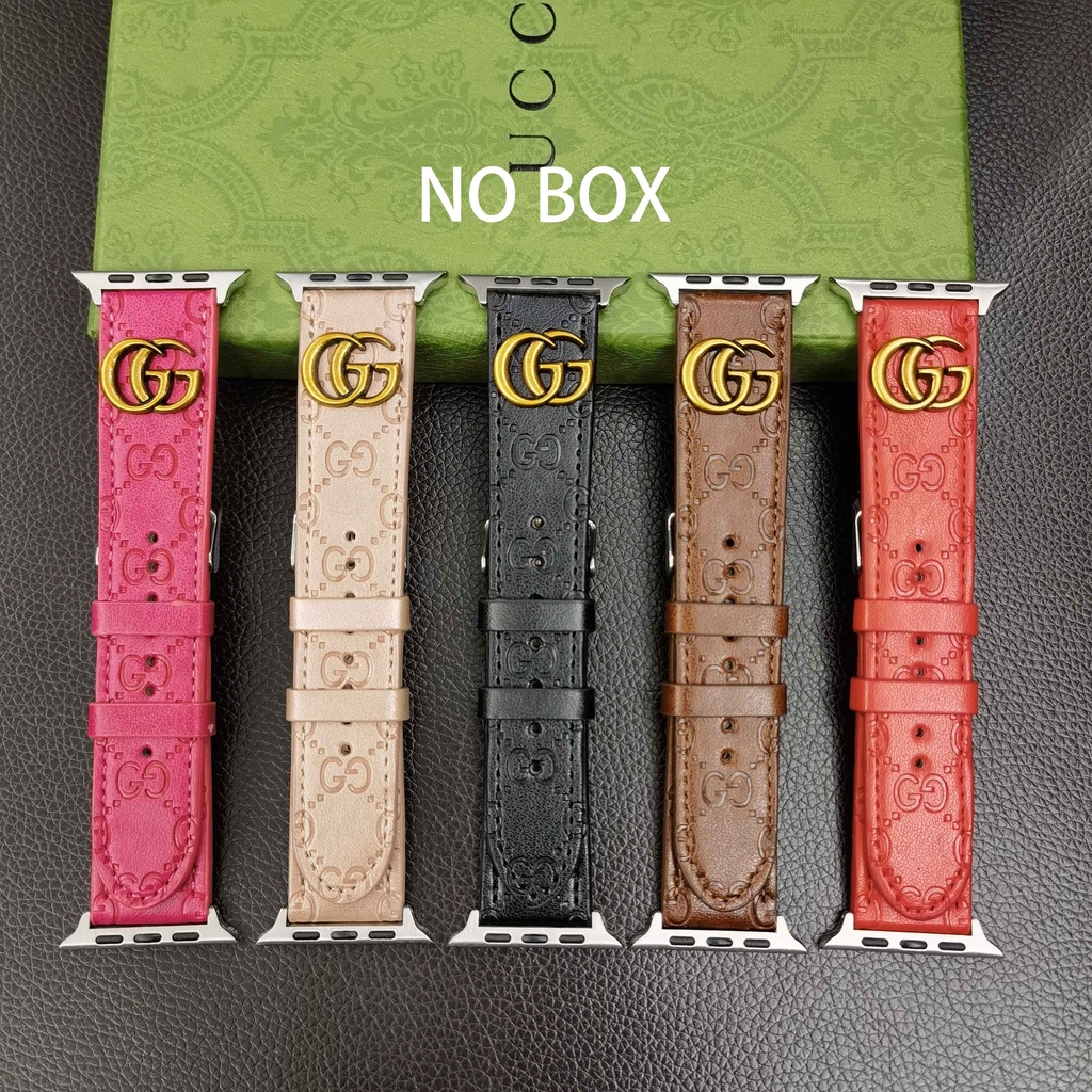 สายนาฬิกาข้อมือหนัง ลายโลโก้นูน สีทอง หรูหรา 49 มม. แบบเปลี่ยน สําหรับ Smart Watches Series 8 Ultra 7 6 SE 5 4 3 2 1 ขนาด 41 มม. 45 มม. 44 มม. 42 มม. 40 มม. 38 มม.