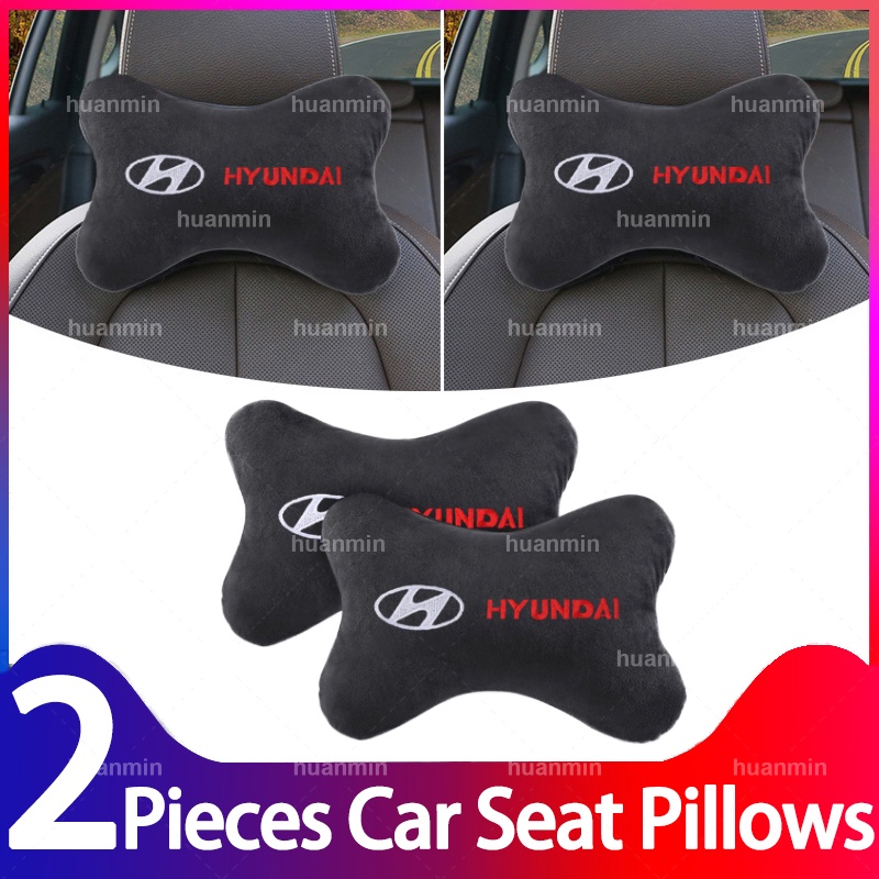 2 ชิ้น Hyundai รถ Headrest หมอนรองคอรถที่นั่งคอหมอนสีดําภายในรถสําหรับ Hyundai Elantra Tucson Reina 