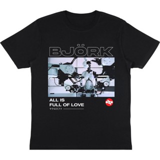 พร้อมส่ง ผ้าฝ้ายบริสุทธิ์ T-shirt    KAOS BJORK - ALL IS FULL LOVE  T-SHIRT BAJU MUSIK INDIE  KAOS VINTAGE BAND  KAOS