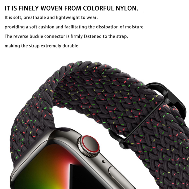 สายนาฬิกาข้อมือไนล่อนถัก ปรับได้ สําหรับ Applewatch iWatch 7 6 5 4 38 40 41 42 44 มม. S8 Ultra