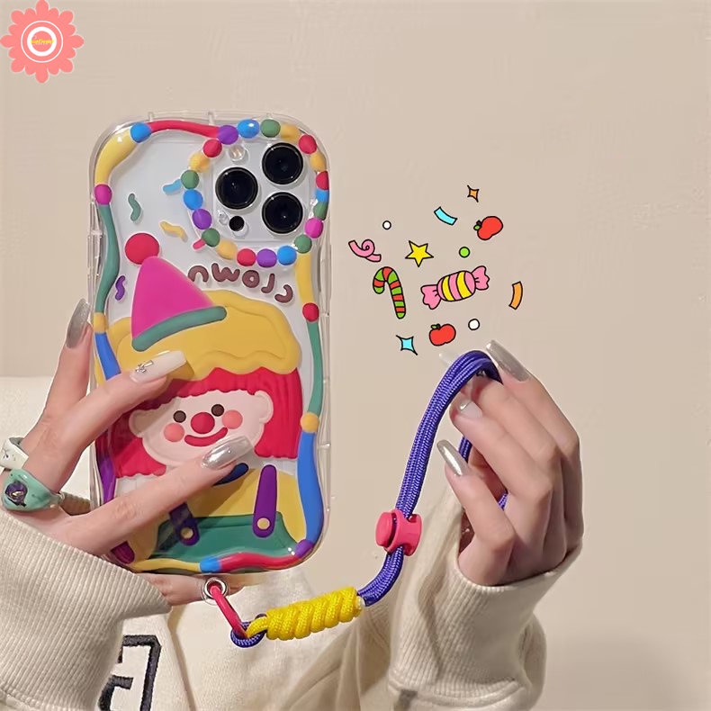 เคสโทรศัพท์มือถือ แบบนิ่ม ลายการ์ตูนตัวตลก 3D ขอบโค้ง พร้อมสายคล้องมือ สําหรับ Realme C53 C25 C21Y C12 C31 C25Y 5 9i 6i 7i 5i 5s C25s C11 C33 C15 C35 C55 C30 C20 C21 C17 C3
