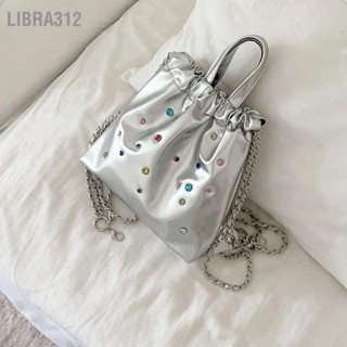 สายโซ่กระเป๋าเป้สะพายหลัง Drawstring ออกแบบกระเป๋าถือผู้หญิงความจุขนาดใหญ่หินสีตกแต่งLibra312