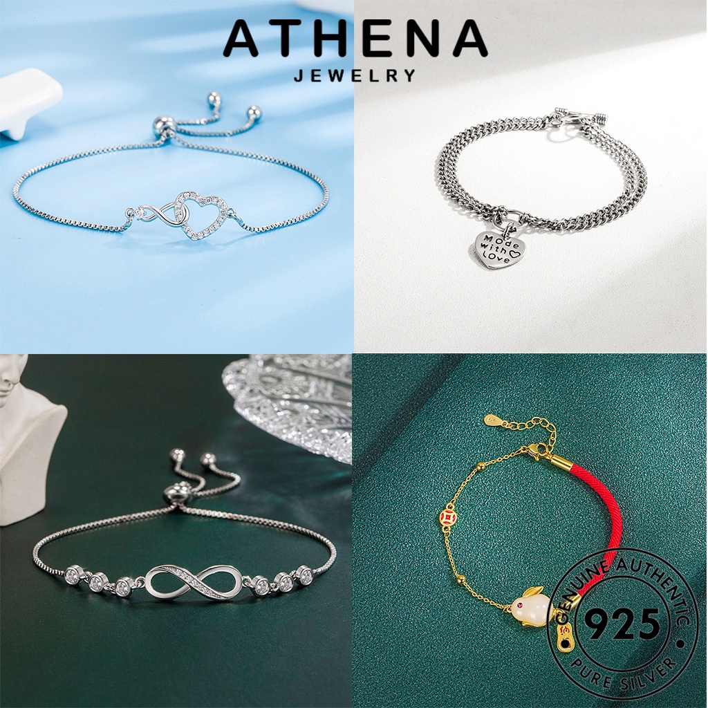 ATHENA JEWELRY แท้ เครื่องประดับ Silver ผู้หญิง กำไล แฟชั่น เงิน 925 วินเทจ มอยส์ซาไนท์ไดมอนด์ กำไลข้อมือ ผู้หญิง ต้นฉบับ เครื่องประดับ เกาหลี M056