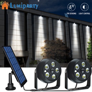 Lumiparty โคมไฟสปอตไลท์ Led พลังงานแสงอาทิตย์ พลังงานสูง กันน้ํา สําหรับติดผนัง สวน กลางแจ้ง