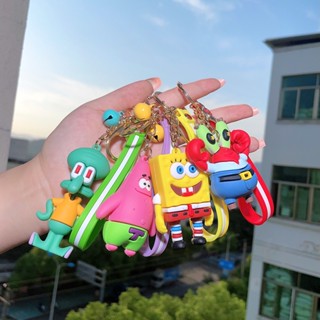 พวงกุญแจ จี้ตุ๊กตา Spongebob Squarepants Crab Boss Octopus Patrick Brother PVC แบบนิ่ม สําหรับรถยนต์